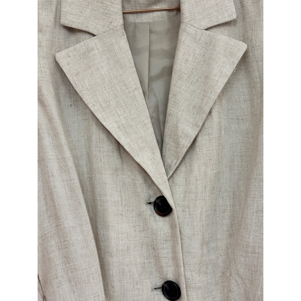 Worthington Womens Oatmeal Linen Blend Belted Sleeveless Longline Blazer Vest M - Picture 5 of 8